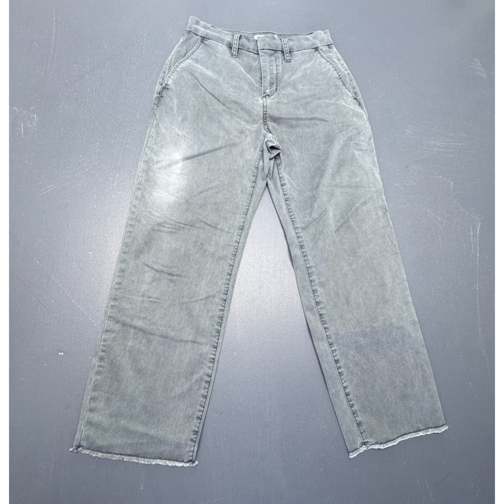 Carve Designs Women Size 0 Gray Wide Leg Crop Pants Raw Hem Tencel Blend Outdoor